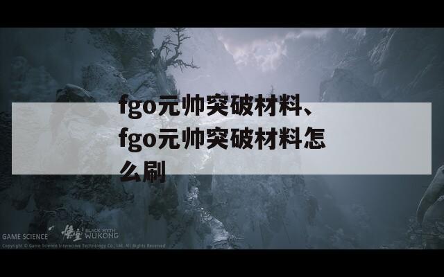 fgo元帅突破材料、fgo元帅突破材料怎么刷